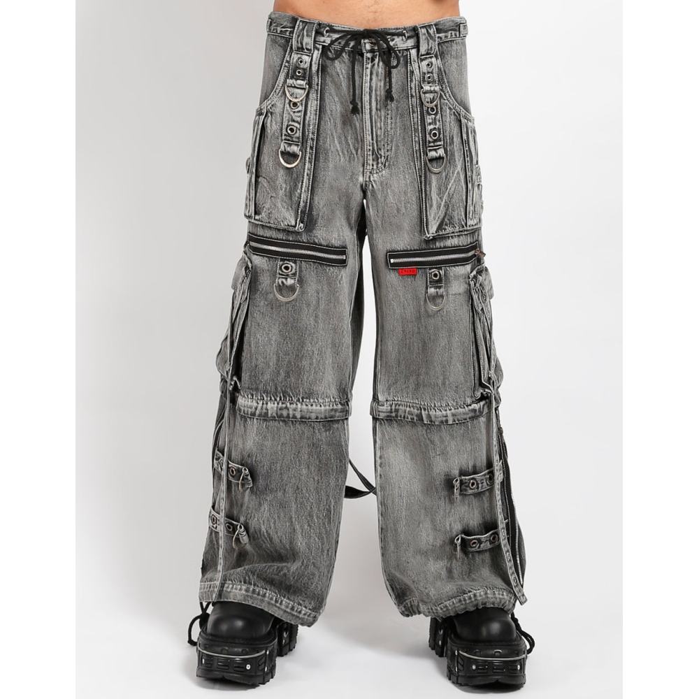 Tripp NYC - X-Strap Fog Wash Denim Weite Hose - Grau